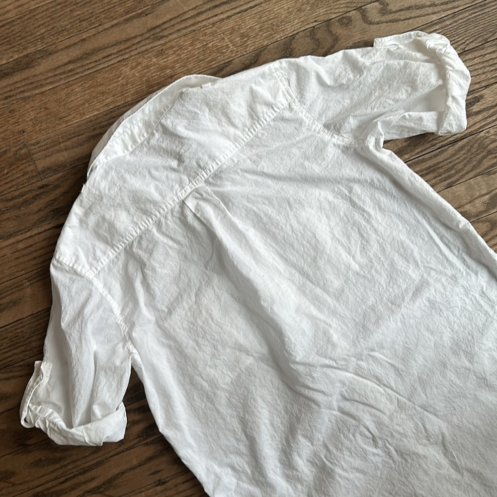 Vince White Cotton Short Sleeve Blouse Top Long Silhouette Size 4 EUC - Picture 5 of 8